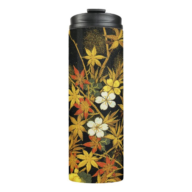Japanese Autumn Leaves Antique Rich Classic Art Thermal Tumbler (Front)