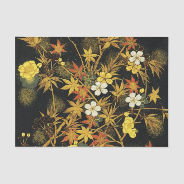 Japanese Autumn Leaves Antique Rich Classic Art Tissue Paper (Front)