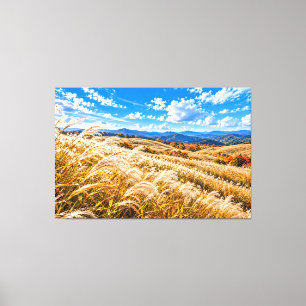 Japanese Autumn Pampas Grass – Golden Hills and Mo Canvas Print