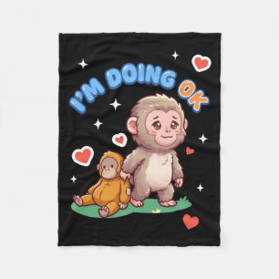Japanese Baby Monkey Animal Meme Internet Im Doing Fleece Blanket