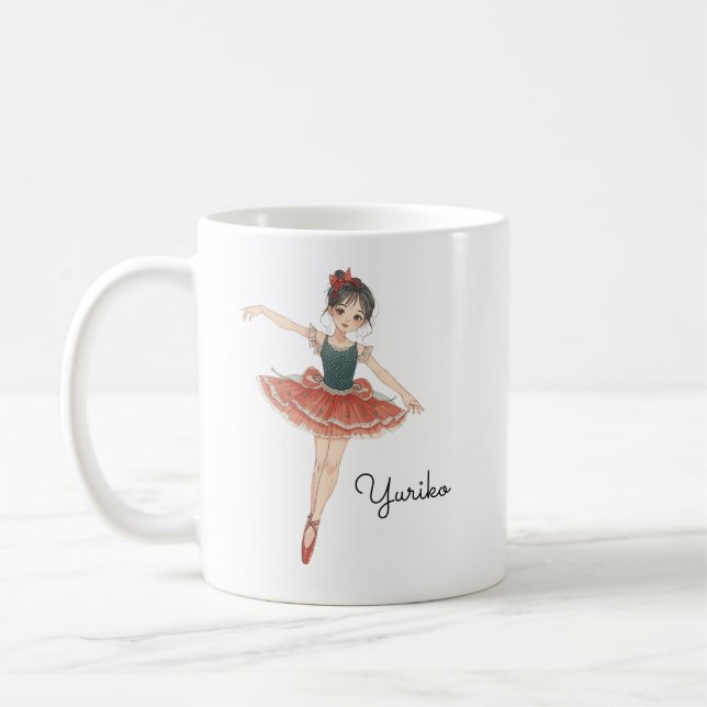 Japanese Ballerina Girl Personalised  Coffee Mug (Left)