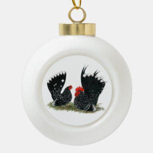 Japanese Bantams Mottled Ceramic Ball Christmas Ornament