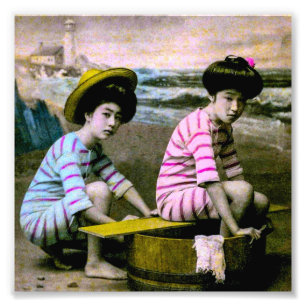 Japanese Bathing Beauties Vintage Beach Babes Photo Print