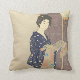 Japanese Beauty in Summer Kimono Cushion