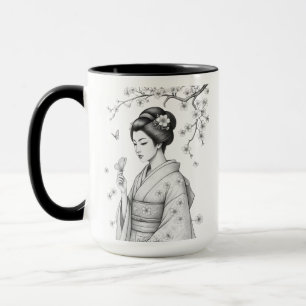 Japanese Beauty with Butterflies Mug