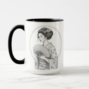 Japanese Beauty with Folding Fan Mug