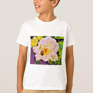 Japanese Beetle on White  Rose T-Shirt
