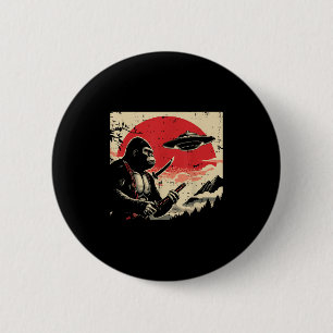 Japanese Bigfoot Samurai Ufo Vintage Sasquatch Men 6 Cm Round Badge
