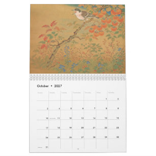 Japanese bird and flower traditional woodblock art calendar