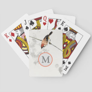 JAPANESE BIRD ART CUSTOM INITIAL Playing Cards