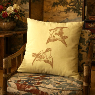 Japanese Birds Customisable Colours Cushion
