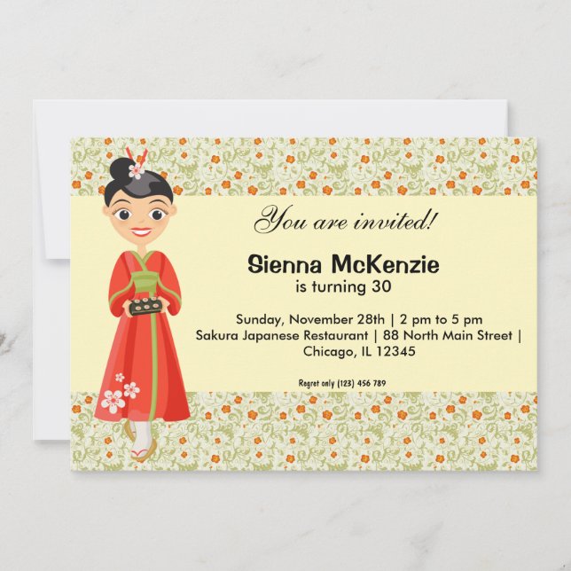 Japanese Birthday theme Invitation (Front)