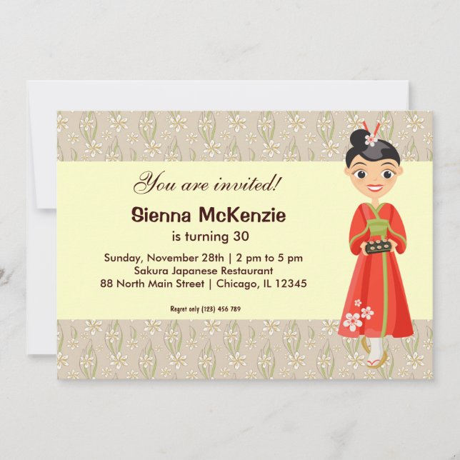 Japanese Birthday theme Invitation (Front)