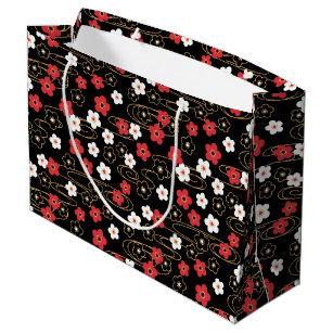 Japanese Black Sakura Cherry Blossom Flowers Large Gift Bag