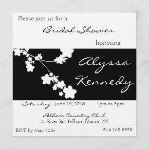 Japanese Black & White Bridal Shower Invite