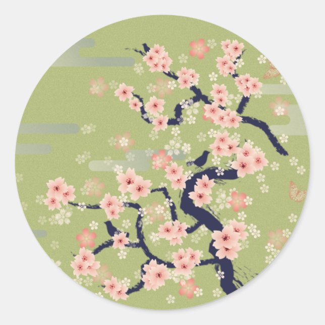 JAPANESE Blossom Classic Round Sticker (Front)