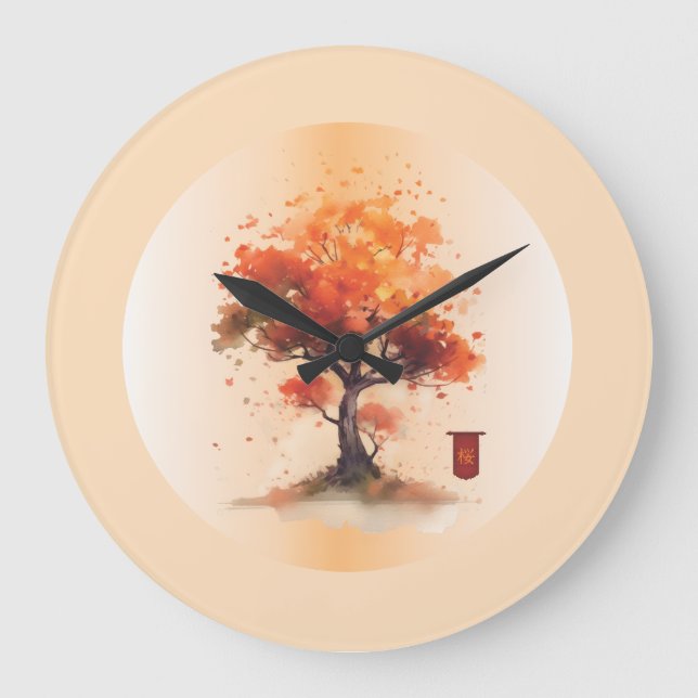 Japanese Blossom Large Clock (Front)