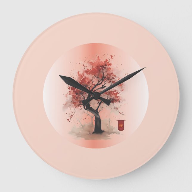 Japanese Blossom Large Clock (Front)