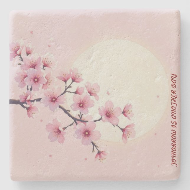 Japanese Blossom Stone Coaster  (Front)