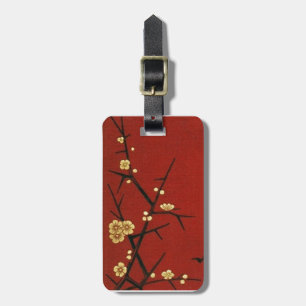 Japanese Blossoms - Vintage Red Luggage Tag