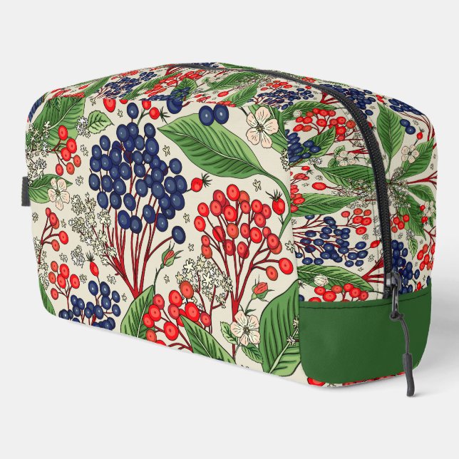 Japanese Blue and Red Berries Dopp Kit (Right Corner)