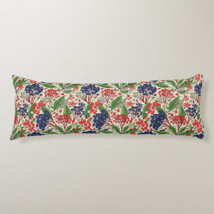 Japanese Blue and Red Berries Round Body Cushion