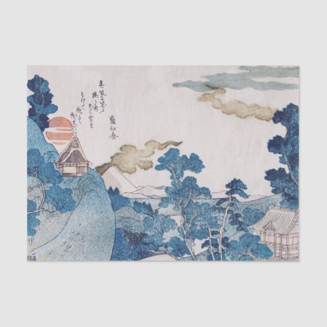 JAPANESE BLUE AND WHITE PRINT OF TOWN TISSUE PAPER (Front)