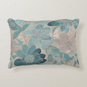 Japanese blue flower artwork  decorative cushion