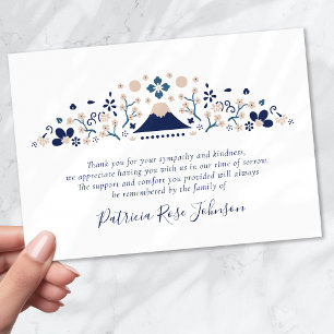 Japanese Blue Funeral Memorial Thank You Card