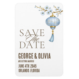Japanese Blue Lantern Wedding Save the Date Magnet