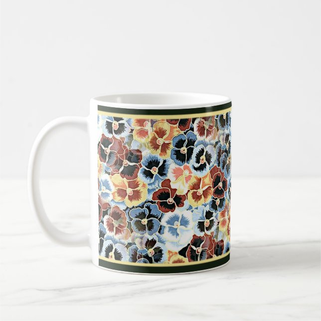 Japanese Blue Pansies - 11 oz Coffee Mug (Left)