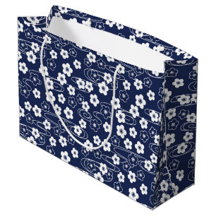 Japanese Blue Sakura Cherry Blossom Flowers Large Gift Bag