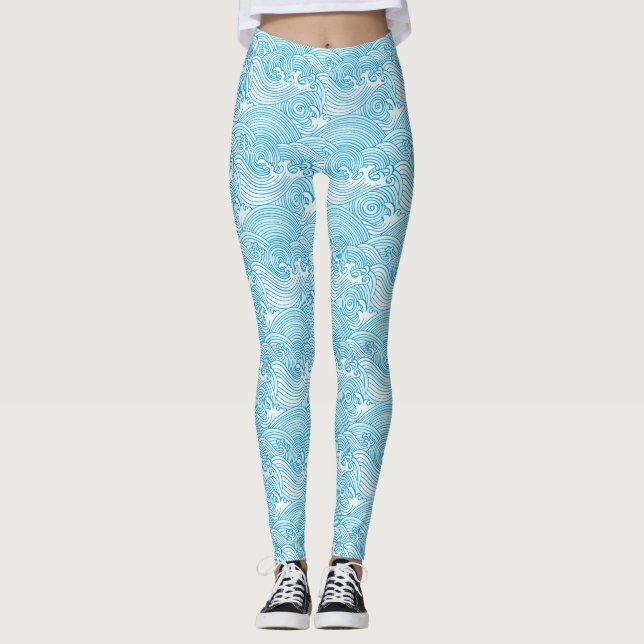 Japanese blue wave leggings (Front)