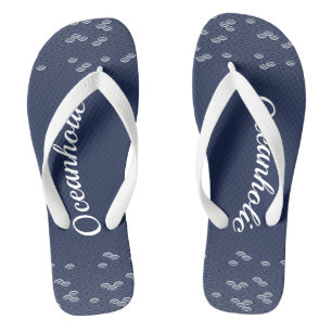 Japanese blue wave patterned thongs