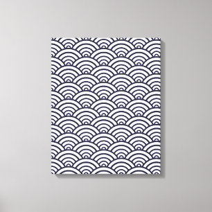 Japanese Blue Waves Seigaiha Sea Canvas Print
