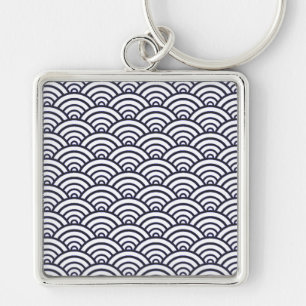 Japanese Blue Waves Seigaiha Sea Key Ring