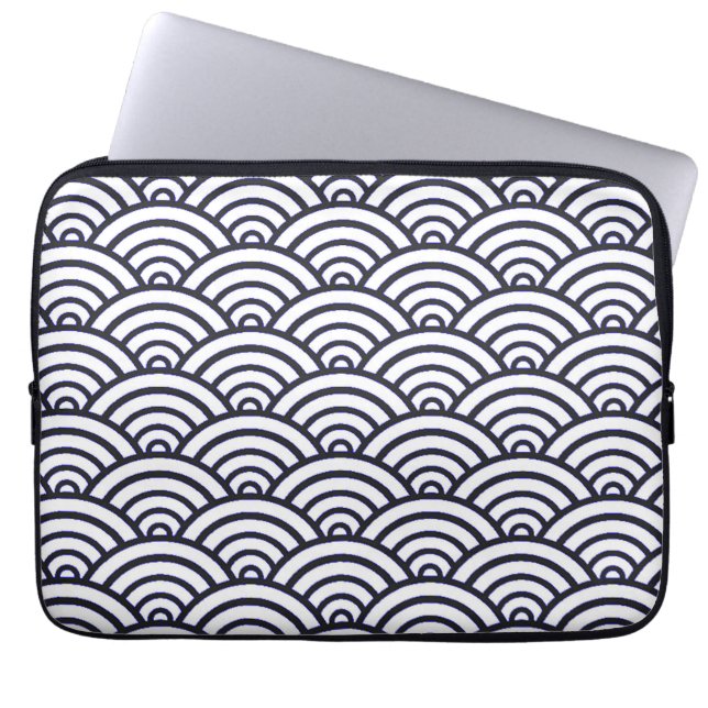 Japanese Blue Waves Seigaiha Sea Laptop Sleeve (Front)
