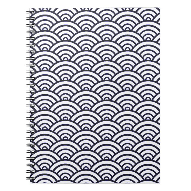 Japanese Blue Waves Seigaiha Sea Notebook (Front)