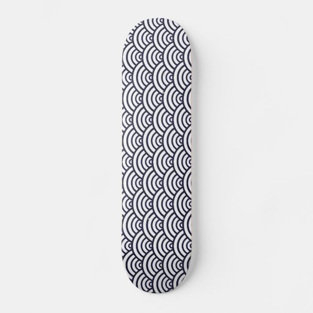 Japanese Blue Waves Seigaiha Sea Skateboard (Front)