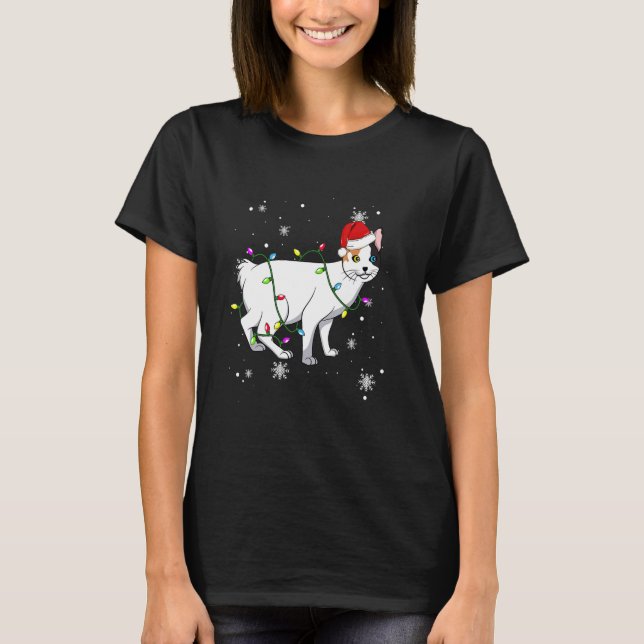 Japanese Bobtail Cat Christmas Lights Christmas Ca T-Shirt (Front)
