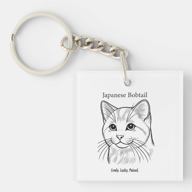 Japanese Bobtail Portrait Key Ring (Front)
