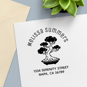 Japanese Bonsai Tree in a Tray Arch Address Self-inking Stamp