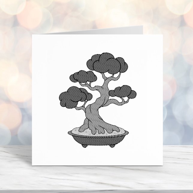 Japanese Bonsai Tree in a Tray, Etched Self-inking Stamp (Creator Uploaded)