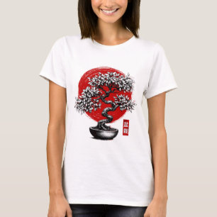 Japanese Bonsai Tree Red Enso Zen Circle Aesthetic T-Shirt
