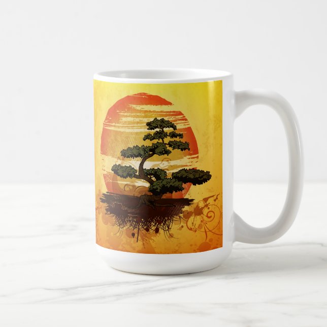 Japanese Bonsai Tree Sunset Coffee Mug (Right)