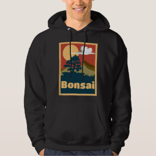 Japanese Bonsai Tree Sunset Retro Vintage-Bonsai L Hoodie
