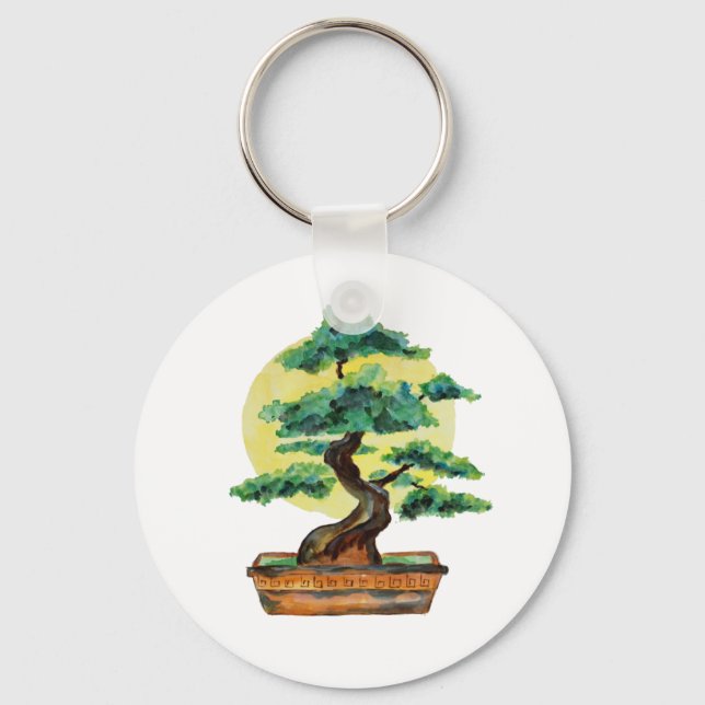 Japanese Bonsai Tree Sunshine Key Ring (Front)