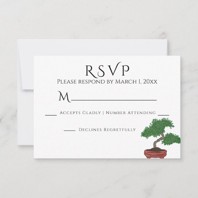 Japanese Bonsai Tree Wedding RSVP (Front)