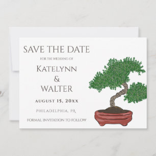 Japanese Bonsai Tree Wedding Save the Date Thank You Card
