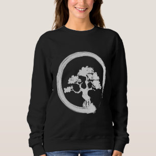Japanese Bonsai Tree White Zen Enso Circle Vintage Sweatshirt